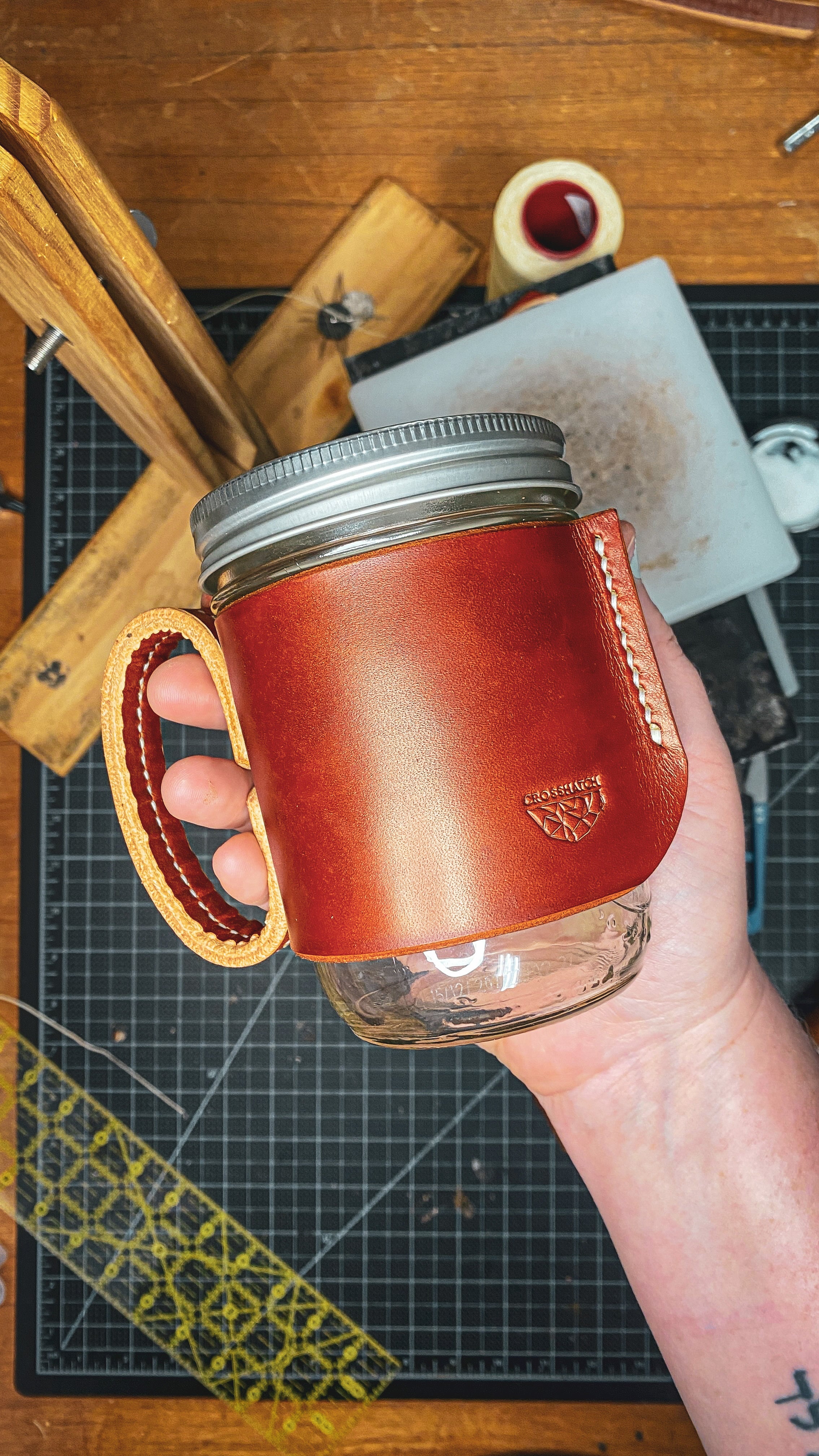 16oz Mason-re Coffee Koozie